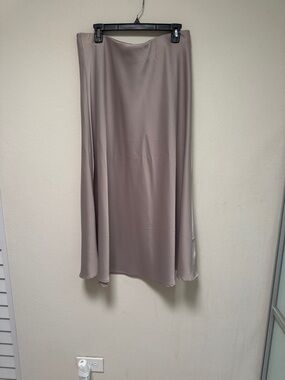 Banana Republic Taupe Satin Midi Skirt